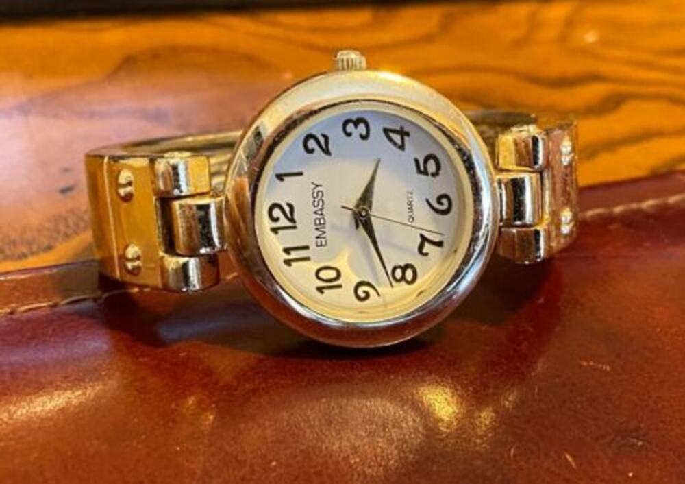 Women's Embassy Gold Tone Watch, Bangle Bracelet, Hinged